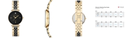 Anne Klein Women's Diamond-Accent Gold-Tone & Black Ceramic Bracelet Watch 30mm